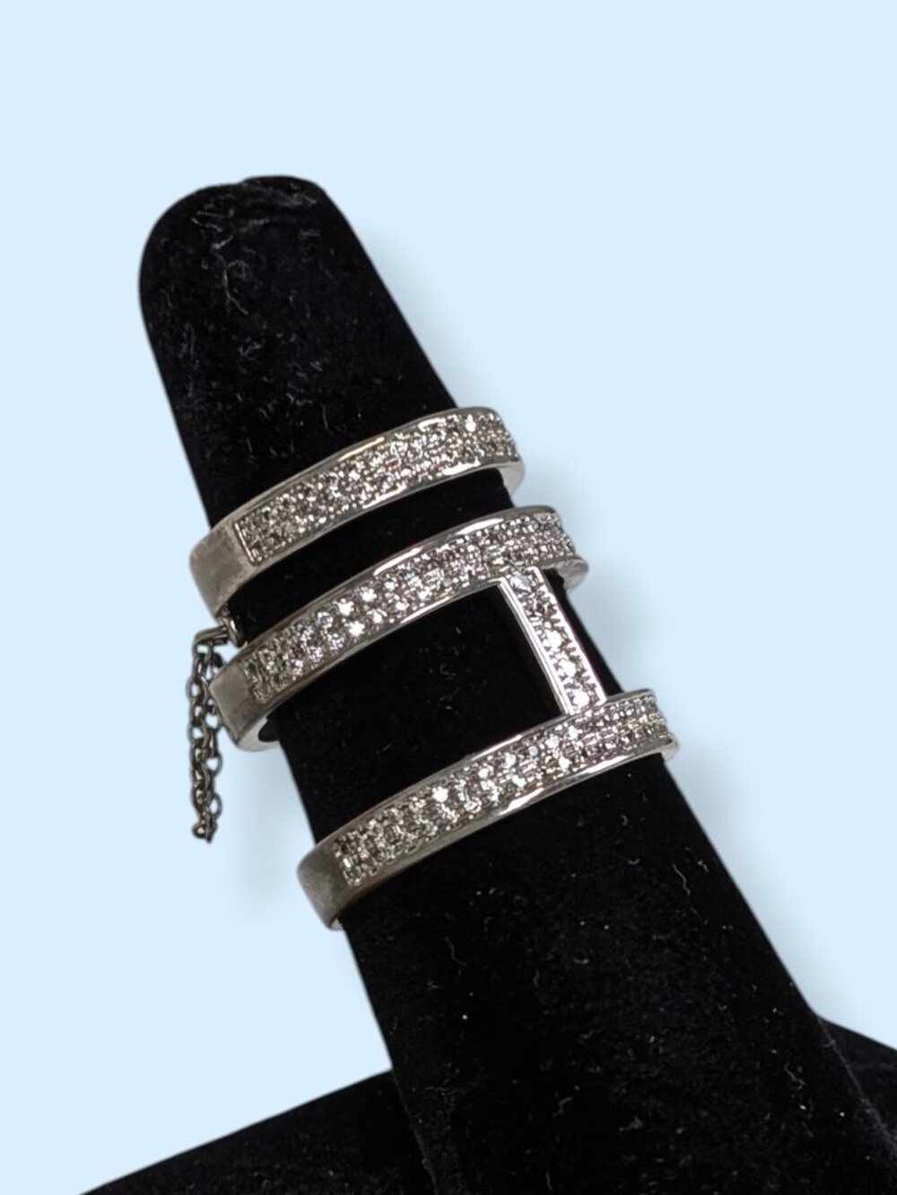 2-Part White Rhinestone Band Ring